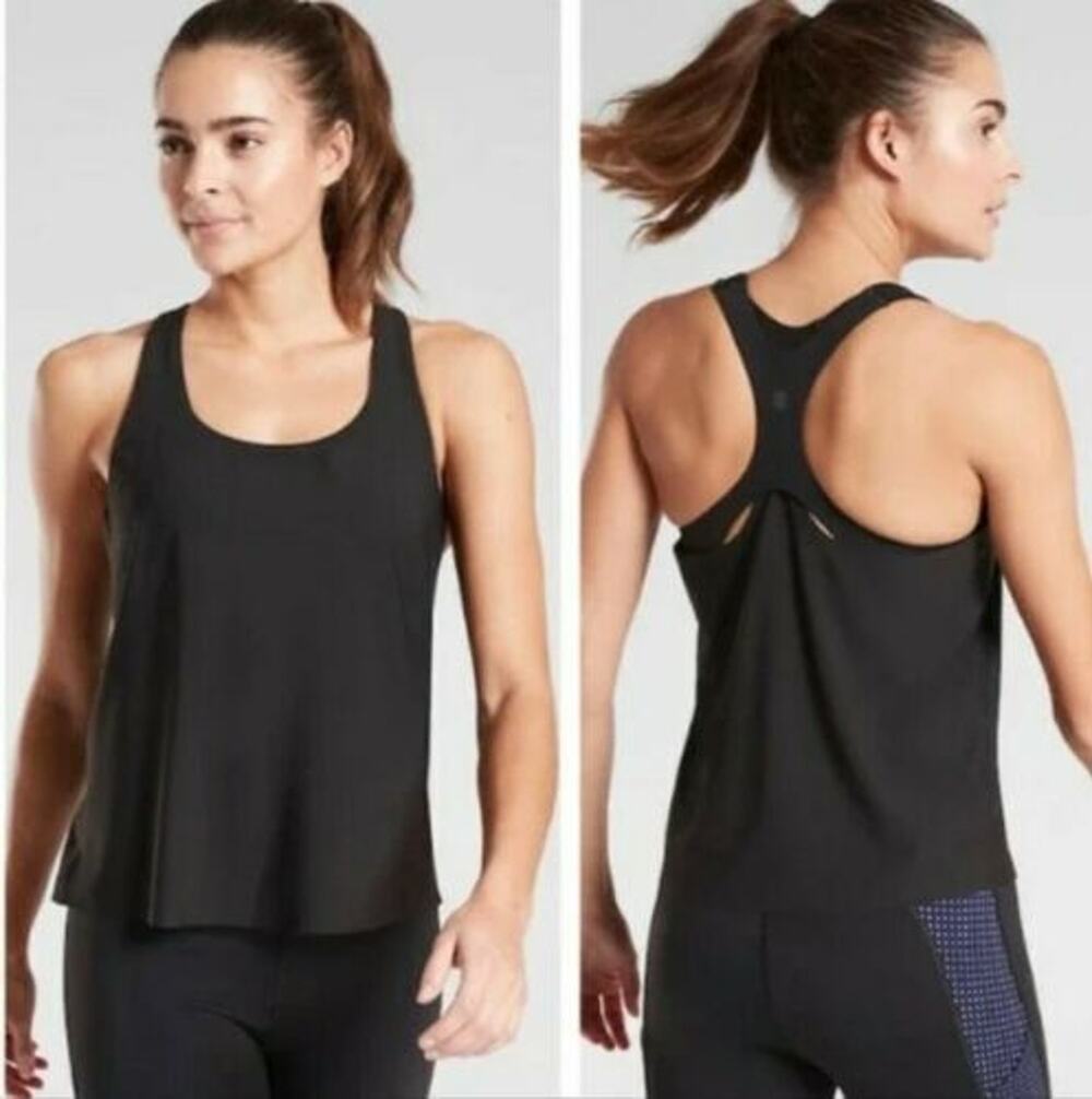 Athleta Women's Medium Tank Top 2-In-1 Ultimate Support Sleeveless Black NEW